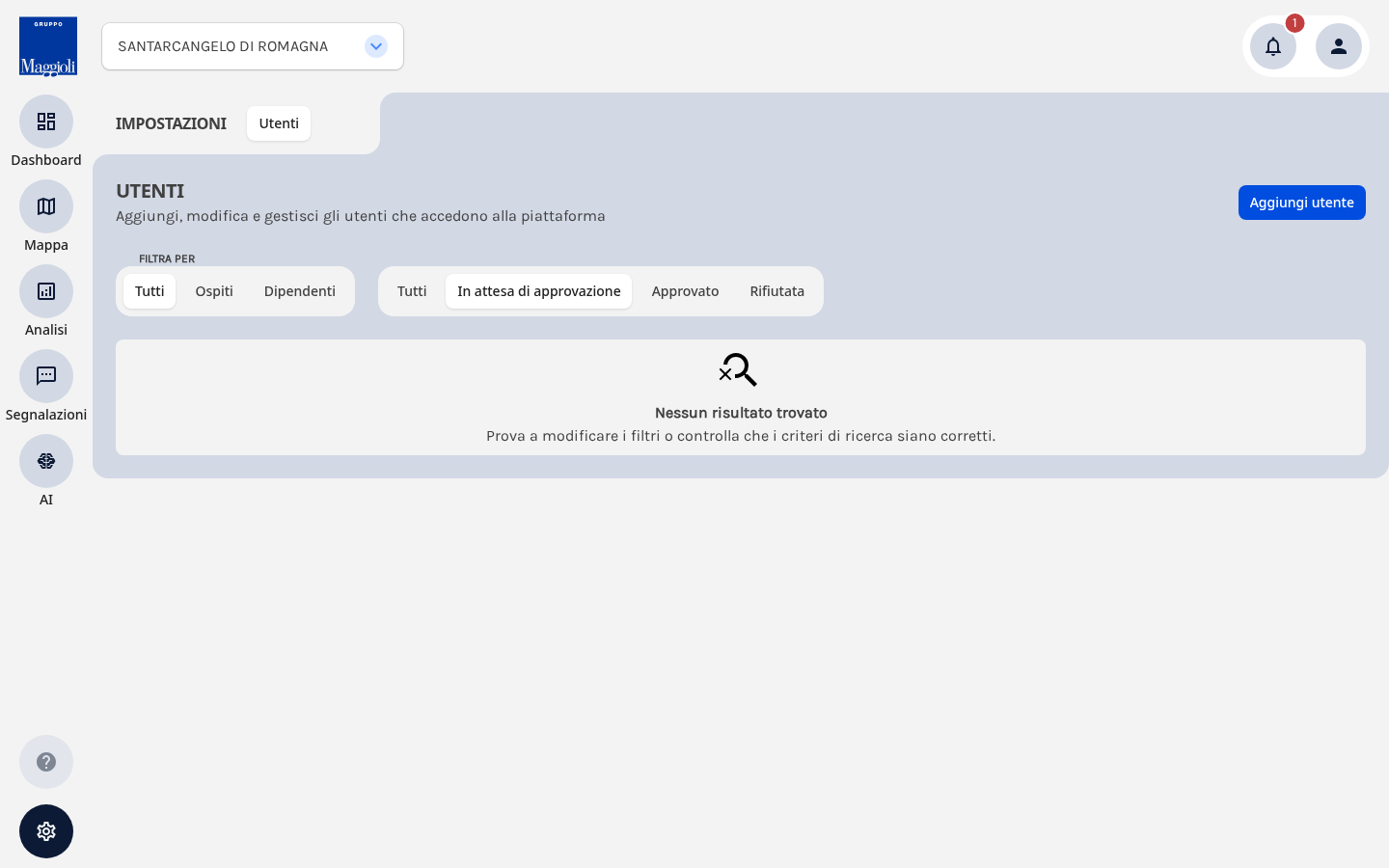 Pagina Utenti filtrata su "In attesa di approvazione"