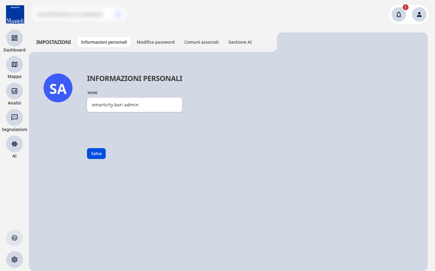 Impostazioni account utente